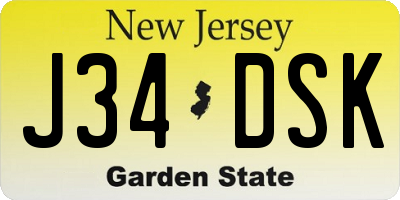 NJ license plate J34DSK