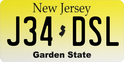 NJ license plate J34DSL