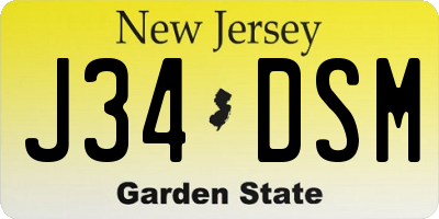 NJ license plate J34DSM