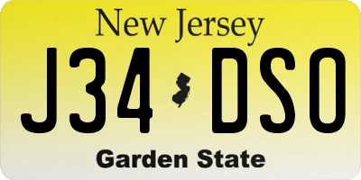 NJ license plate J34DSO