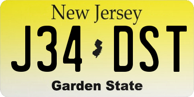 NJ license plate J34DST