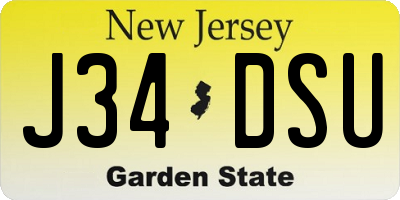 NJ license plate J34DSU