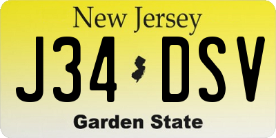 NJ license plate J34DSV