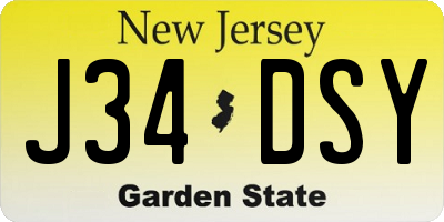 NJ license plate J34DSY