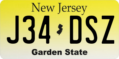 NJ license plate J34DSZ
