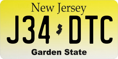 NJ license plate J34DTC