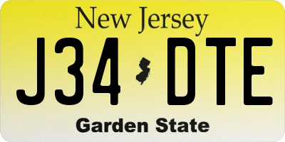 NJ license plate J34DTE