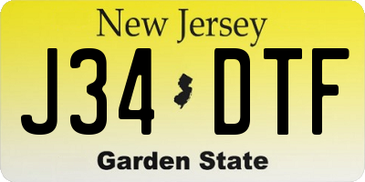 NJ license plate J34DTF