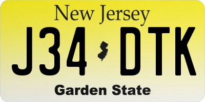 NJ license plate J34DTK