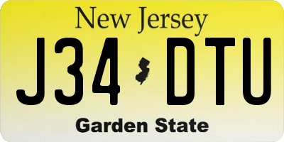 NJ license plate J34DTU
