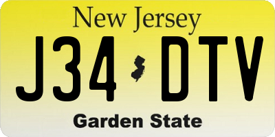 NJ license plate J34DTV