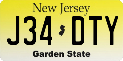 NJ license plate J34DTY
