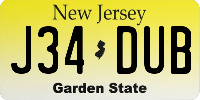 NJ license plate J34DUB