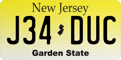 NJ license plate J34DUC