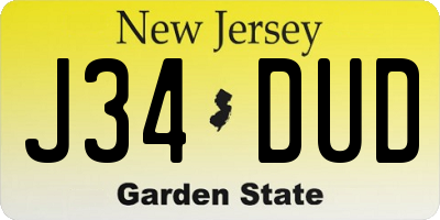 NJ license plate J34DUD