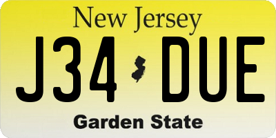 NJ license plate J34DUE