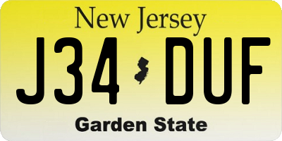 NJ license plate J34DUF