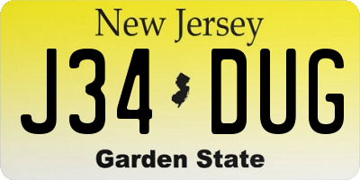 NJ license plate J34DUG