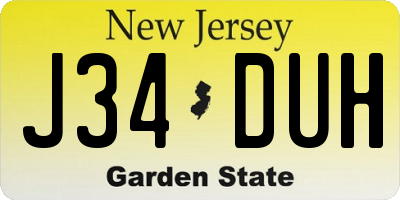 NJ license plate J34DUH