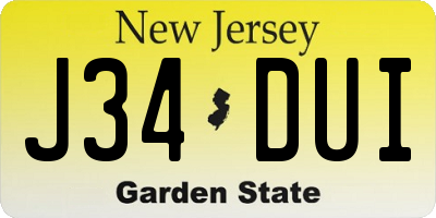 NJ license plate J34DUI