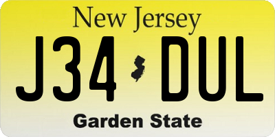 NJ license plate J34DUL