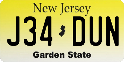 NJ license plate J34DUN