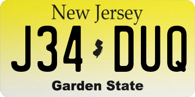 NJ license plate J34DUQ