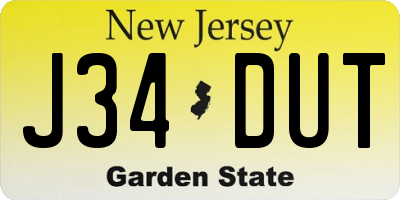 NJ license plate J34DUT