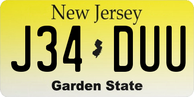NJ license plate J34DUU