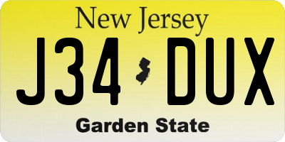 NJ license plate J34DUX