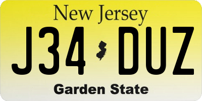 NJ license plate J34DUZ