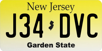 NJ license plate J34DVC