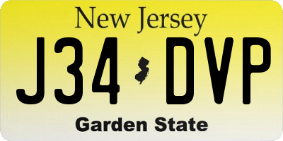 NJ license plate J34DVP