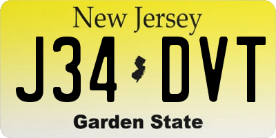 NJ license plate J34DVT