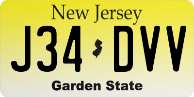 NJ license plate J34DVV