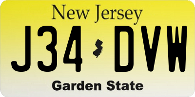 NJ license plate J34DVW