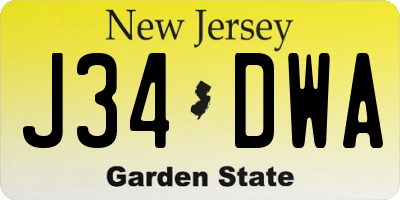 NJ license plate J34DWA