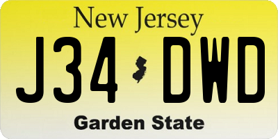 NJ license plate J34DWD