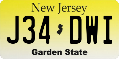 NJ license plate J34DWI