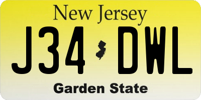 NJ license plate J34DWL