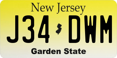 NJ license plate J34DWM