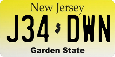 NJ license plate J34DWN
