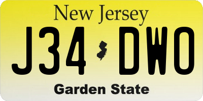 NJ license plate J34DWO