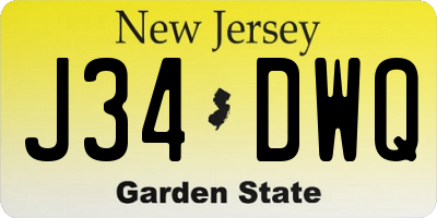 NJ license plate J34DWQ