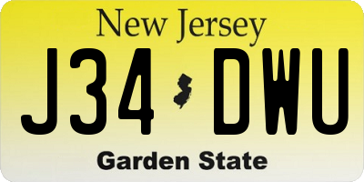 NJ license plate J34DWU