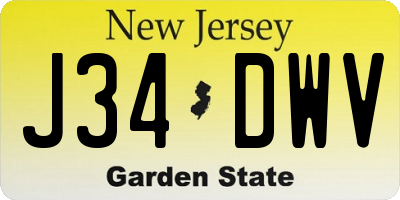 NJ license plate J34DWV