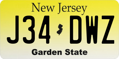 NJ license plate J34DWZ