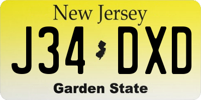 NJ license plate J34DXD