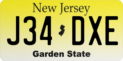 NJ license plate J34DXE