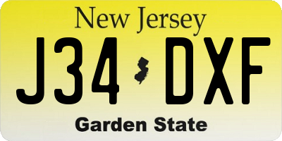 NJ license plate J34DXF